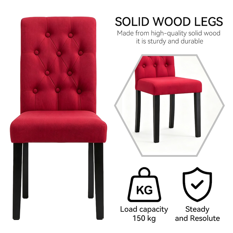 image 1 of MCC Direct Set of 2 Fabric Linen Button Back Kitchen Dining Chairs
