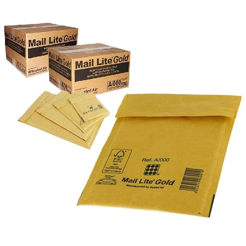 image 1 of 500 x E/2 (220x260mm) Gold Mail Lite Thick Bubble Lined Protective Postal Mailing Shipping Envelopes Gold | One Size