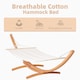 image 3 of Outsunny Outdoor Garden Hammock with Wooden Stand Swing Hanging Bed for Patio White | White