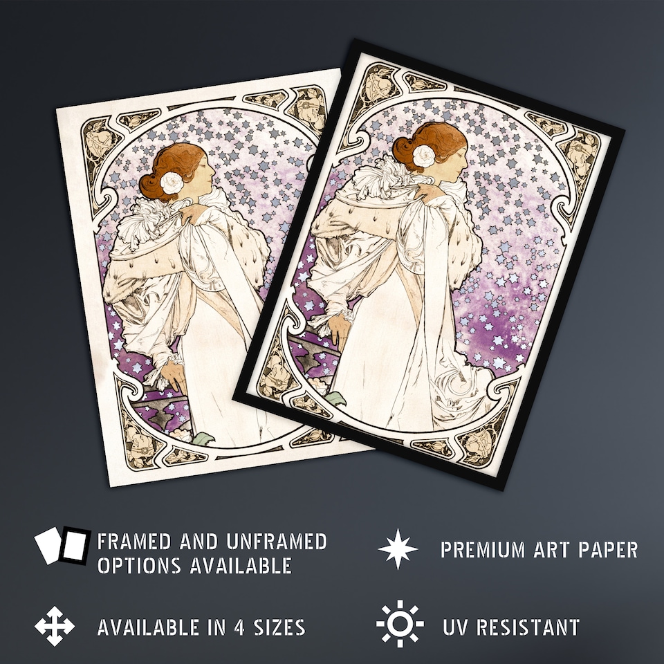 image 1 of Lady of Camellias Theatre French Vintage Wall Art Print Mucha 12x16"