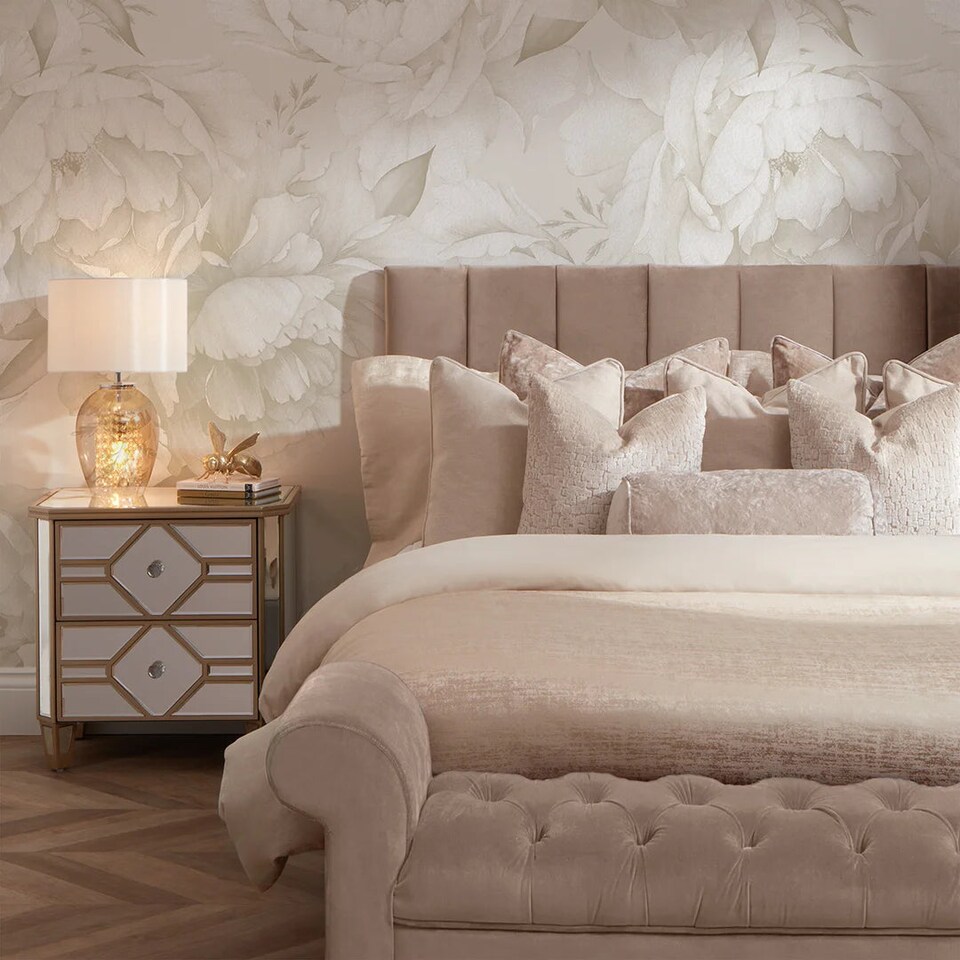 image 1 of Vintage Peony Full Wall Mural in Cool Neutrals | Cream | Cream | Large (300cm x 240cm)