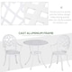 image 4 of Outsunny 3PCs Garden Bistro Set Cast Aluminium Round Table with 2 Chairs White