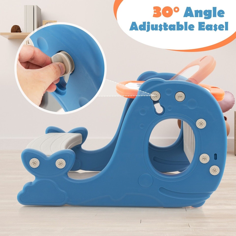 image 1 of COSTWAY 4 in 1 Convertible Kids Activity Table Toddler Easel w/Whiteboard