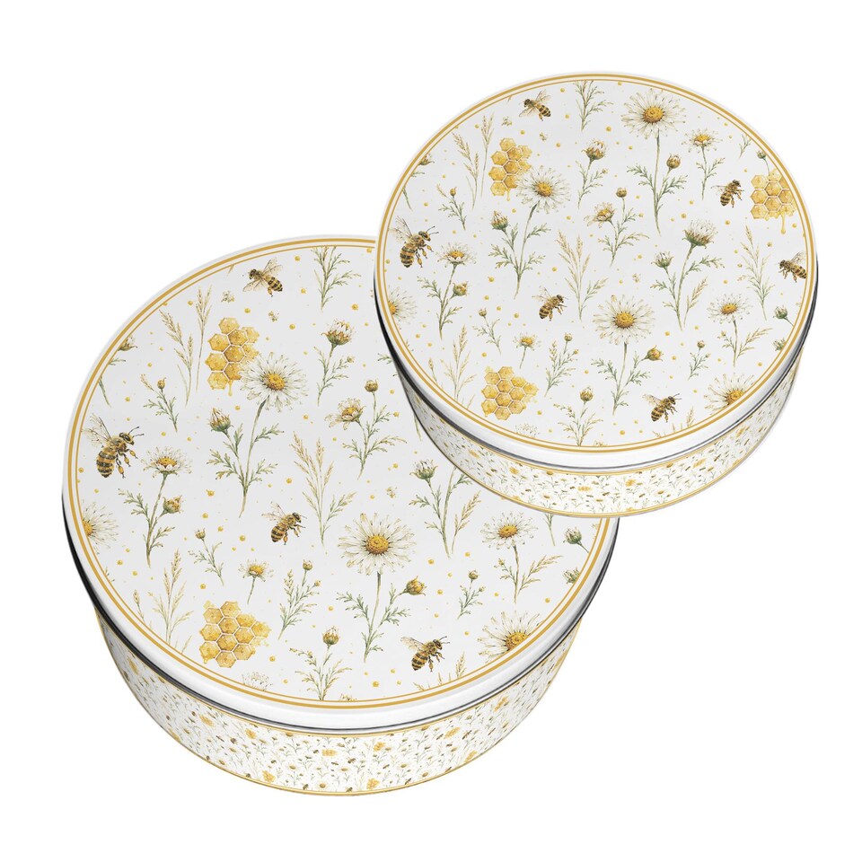 image 1 of Bees & Buds Round Cake Tin Set