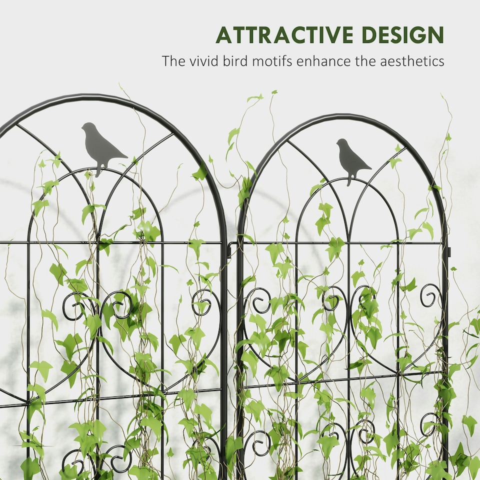 image 1 of Outsunny Set of 2 Metal Garden Trellis, Decorative Trellis Panels