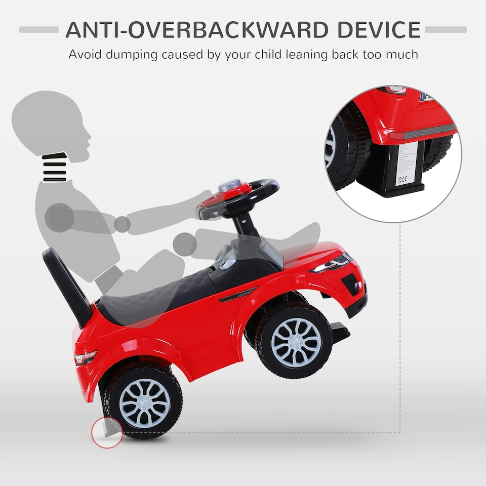 image 1 of HOMCOM 3-in-1 Ride On Car Foot To Floor Slider Toddler w/ Horn Steering Red