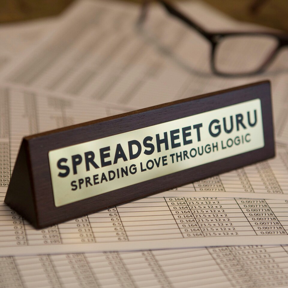 image 1 of Wooden Desk Sign - Spreadsheet Guru