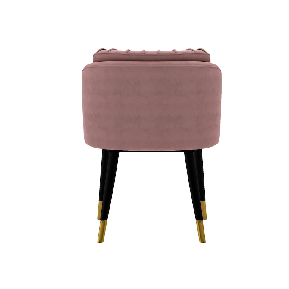 image 1 of Set of 2 Milano Velvet Dining Chairs with Stylish Ribbed Back Design, Black Metal Legs with Silver Tips | Pink | Gold End Tips