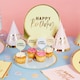 image 6 of Assorted Pastel Colour with Gold Foil Happy Birthday Round Paper Plates 23cm - Pack of 8 Gold