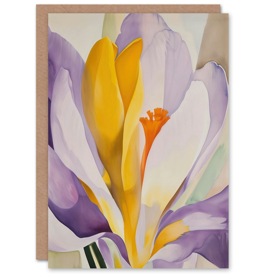 image 1 of Crocus Flower Abstract Watercolour Lilac Him Her Birthday Card