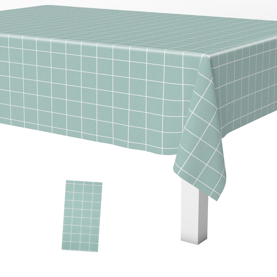 image 1 of Checkered Rectangular Tablecloth, PVC Plastic Table Cover - 137x180cm