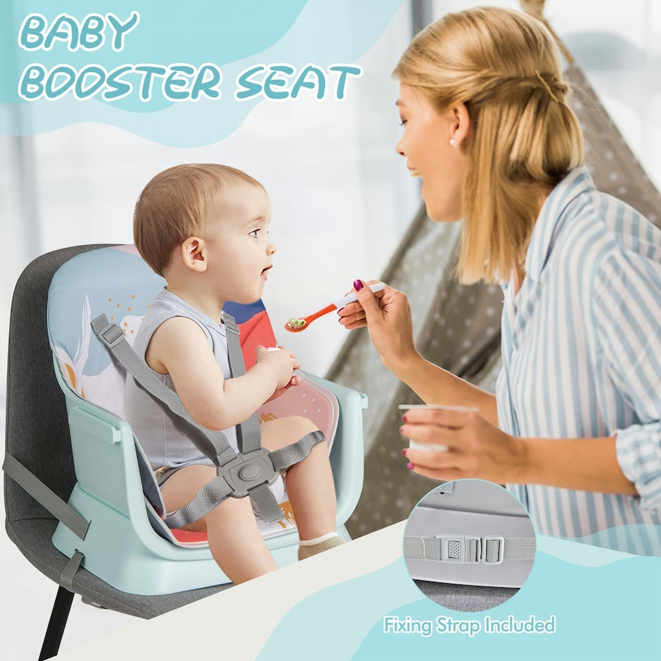 image 1 of COSTWAY 6-in-1 Baby High Chair Convertible Feeding Chair-colorful