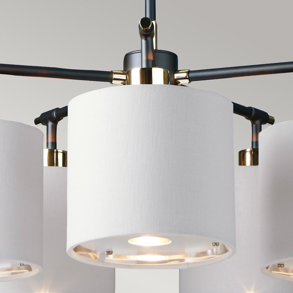 image 1 of Balance 5 Light Multi Arm Pendant Ceiling Light, Black, Polished Nickel