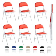 Set of 6 Folding Dining Chairs with Metal Frame and Padded Seats