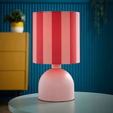ValueLights Miley Pink Stripes Drum Lamp Shade Pale Pink Table Lamp | Pink
