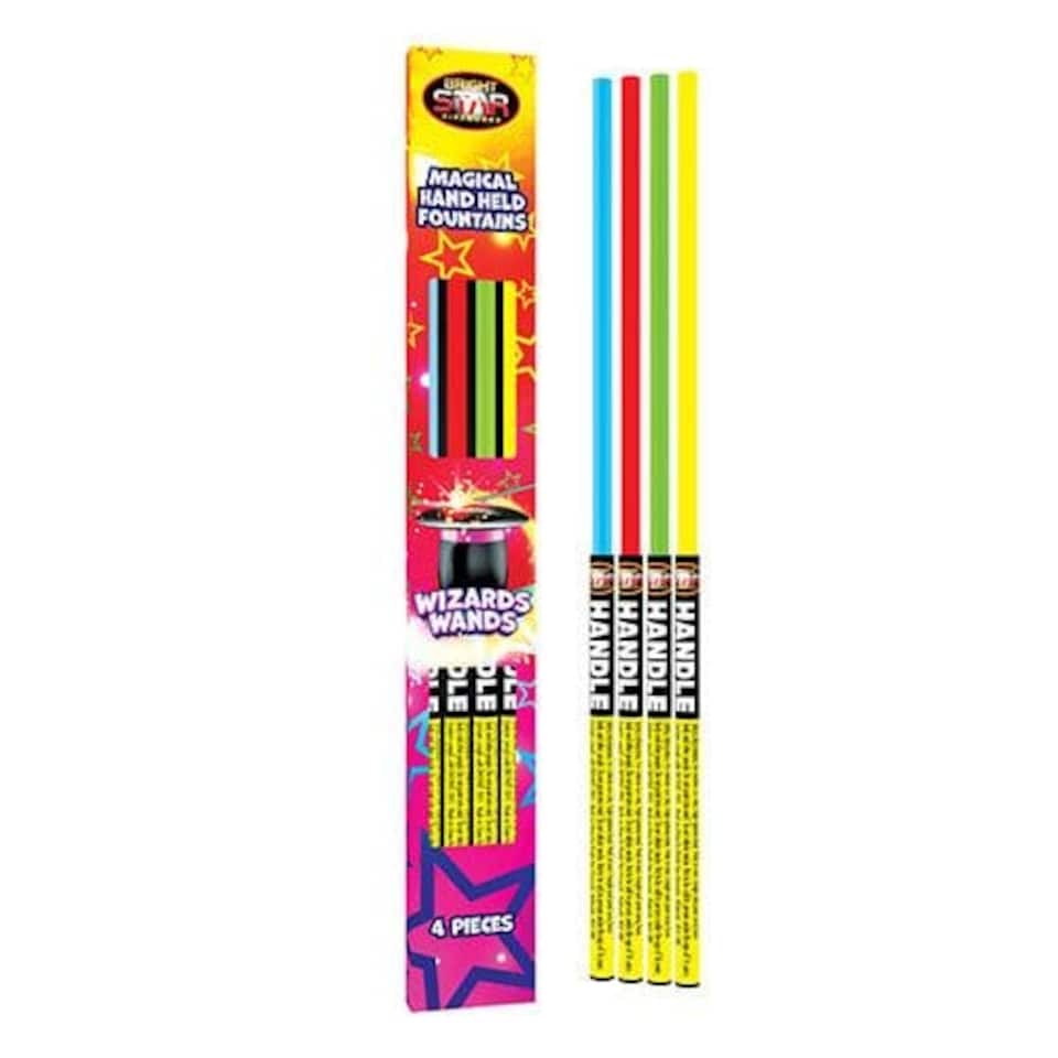 Wizards Wands Hand-Held Assorted Colour Fountain Sparklers 44cm - Pack of 4