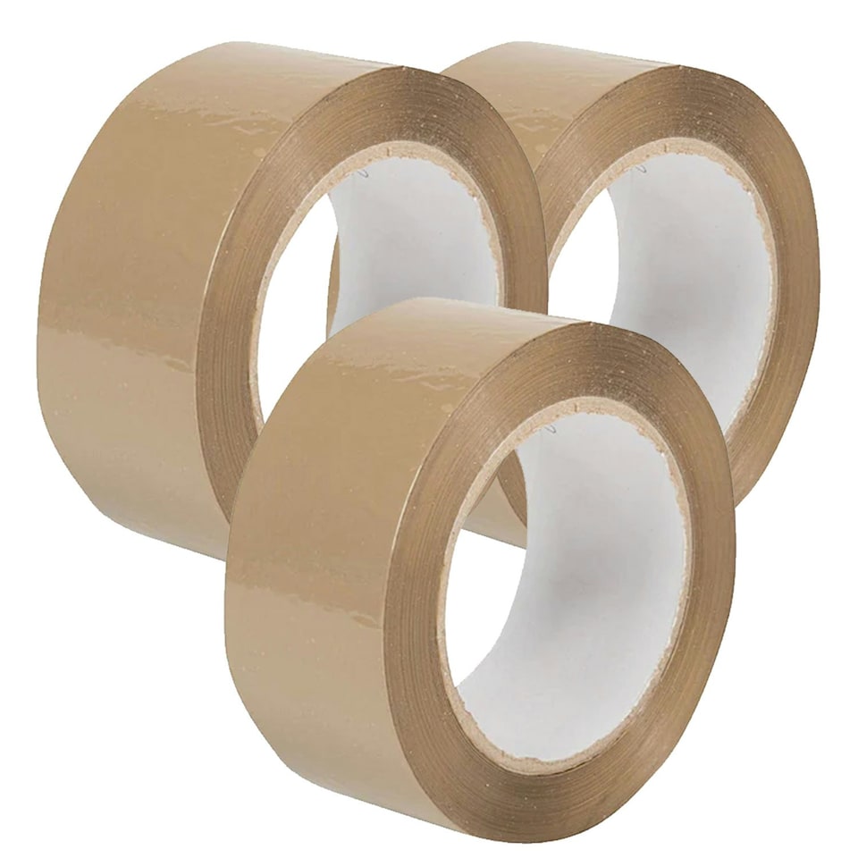 image 1 of 12 Rolls of Brown Low Noise Tape 50mm X 66m Strong Sticky Packaging Parcel Tapes