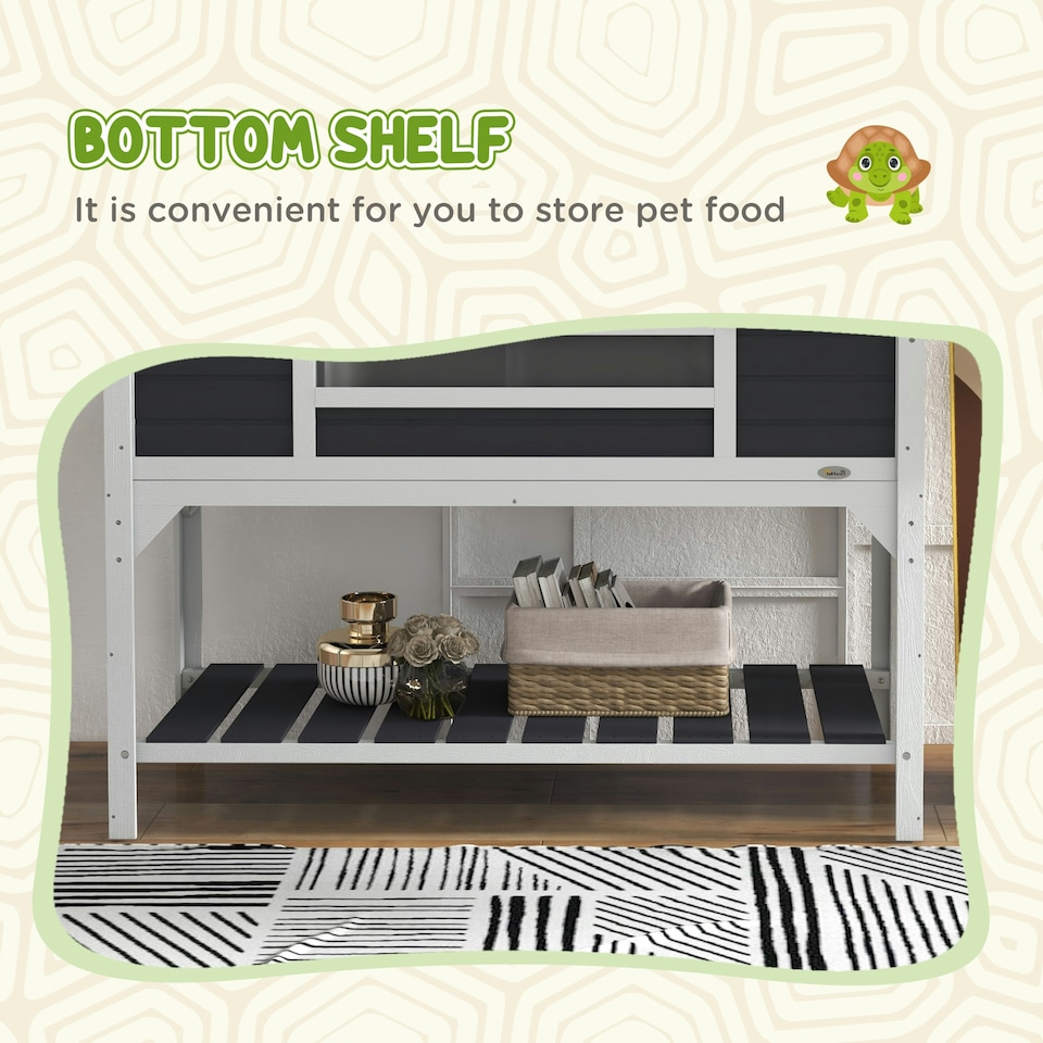 image 1 of PawHut Tortoise House w/ Adjustable Lamp Holder, Openable Lid, Dual Main Houses