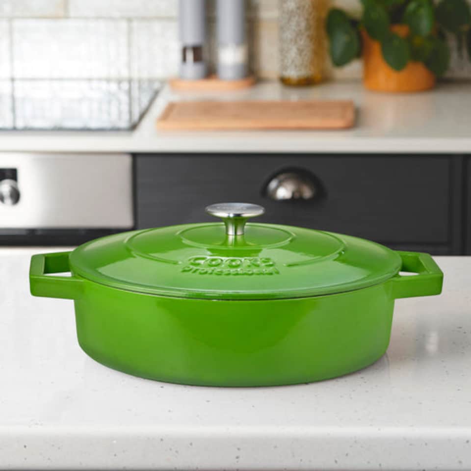 image 1 of Cooks Professional Set of 3 Cast Iron Casserole Dishes 20, 26 & 28cm | Green | Green