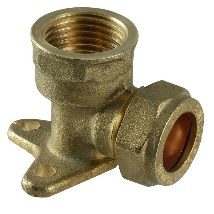Securplumb Garden Compression Wall Plate Elbow - Brass - 15mm x 0.5mm