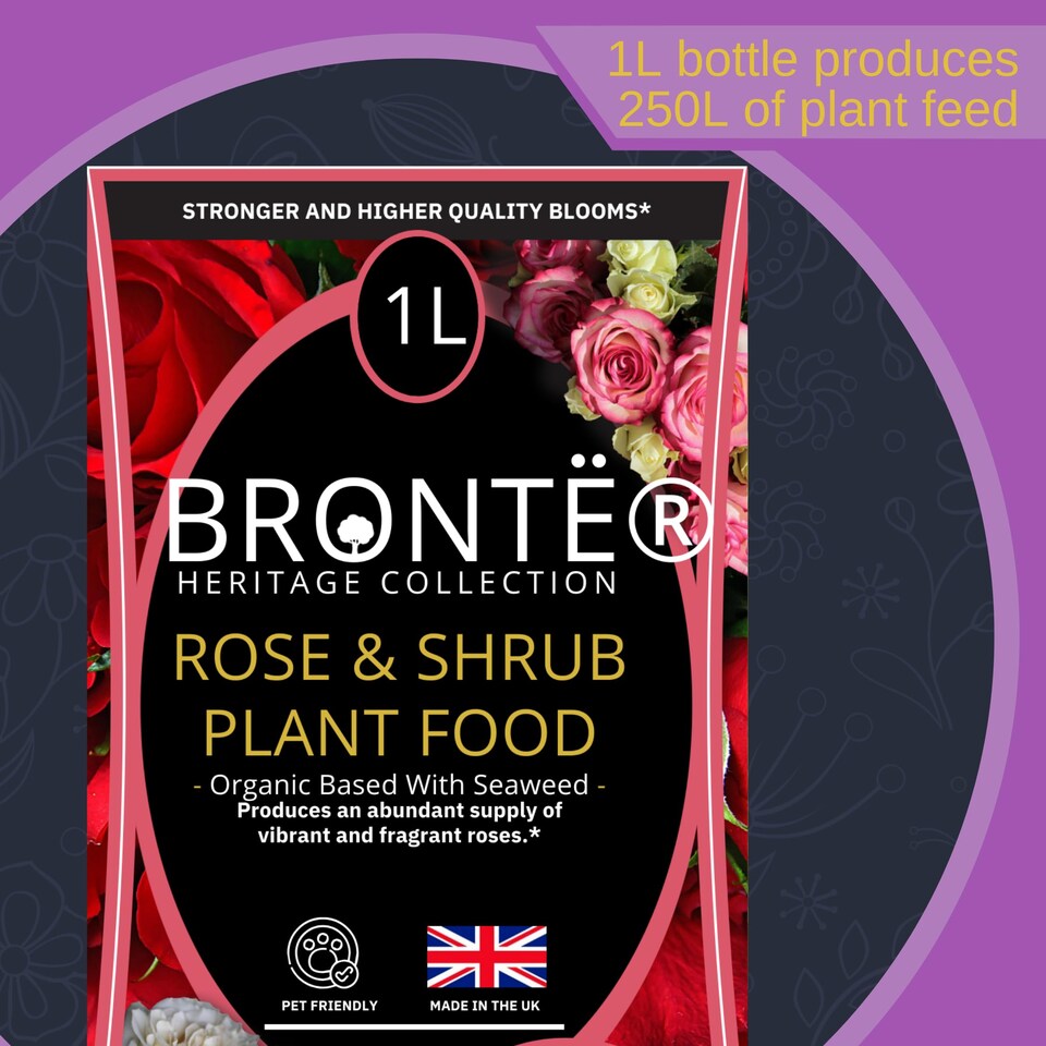 image 1 of Bronte Heritage Collection Rose and Shrub Plant Food 1L Concentrated Organic Liquid Fertiliser, Seaweed-Enriched