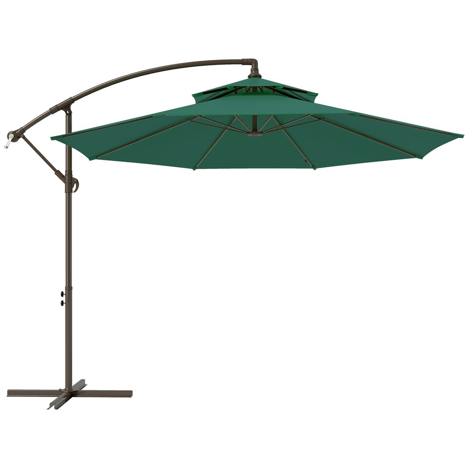 image 1 of Outsunny 2.7m Cantilever Banana Parasol Outdoor Sun Shade w/ Crank, Green