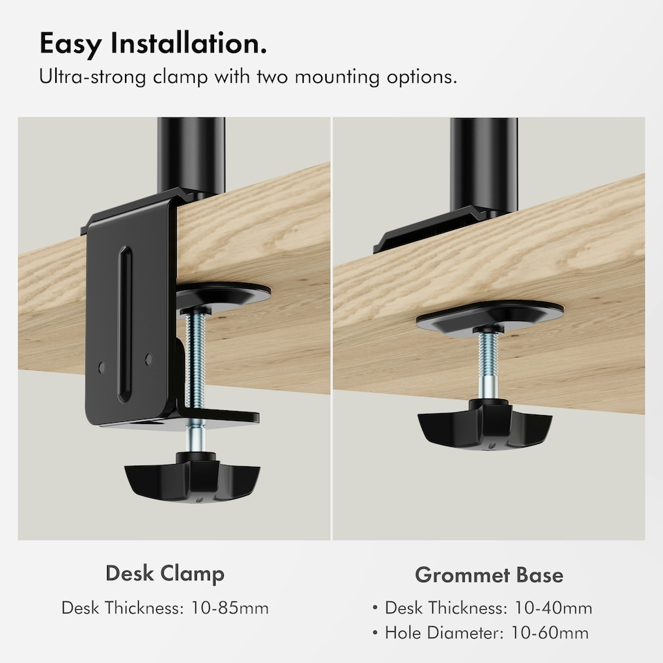 image 1 of VonHaus Height Adjustable Single Monitor Mount for 13-32" Screens