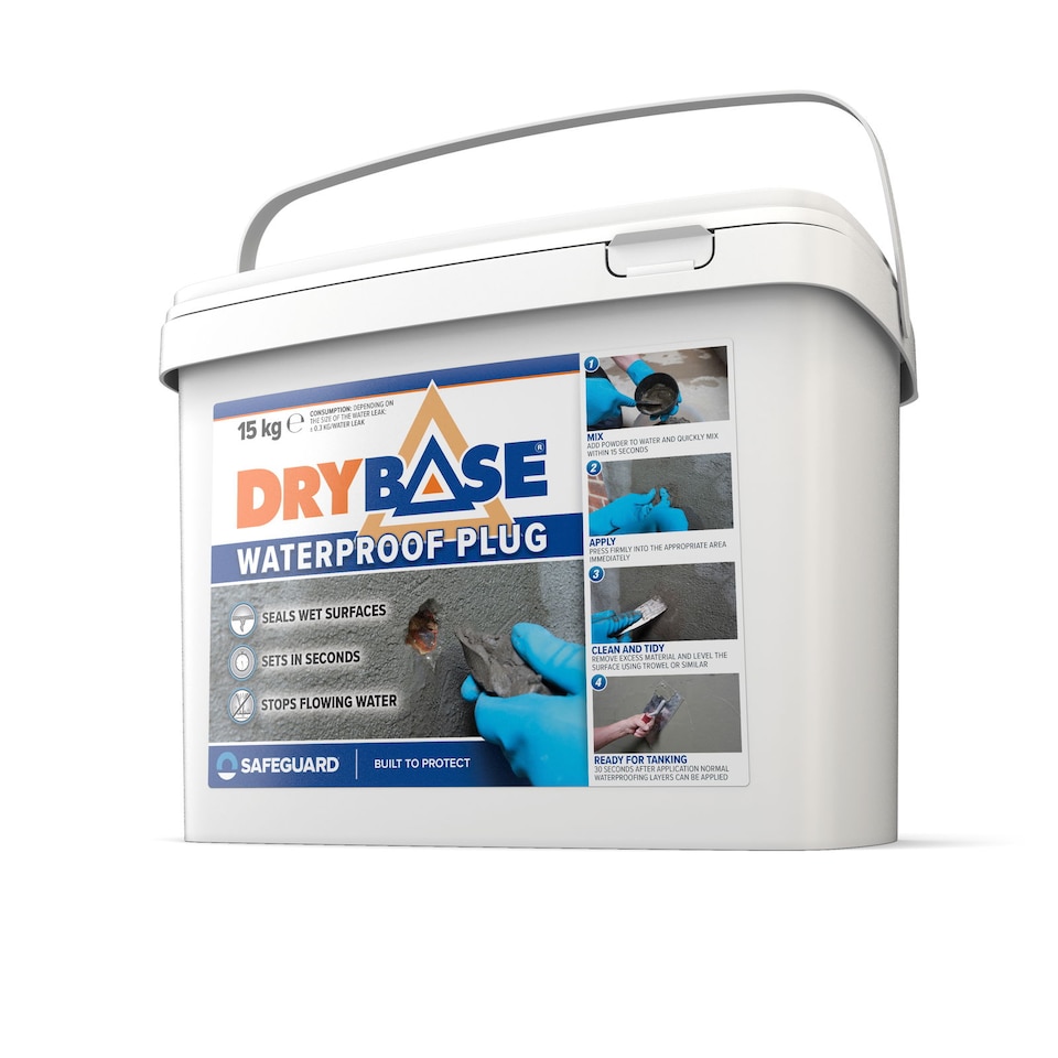 image 1 of Drybase Waterproof Plug (15kg Grey) - Stop Water Leaks in 30 Seconds. Fast Plug for Concrete, Masonry, Stone & Wet Surfaces.