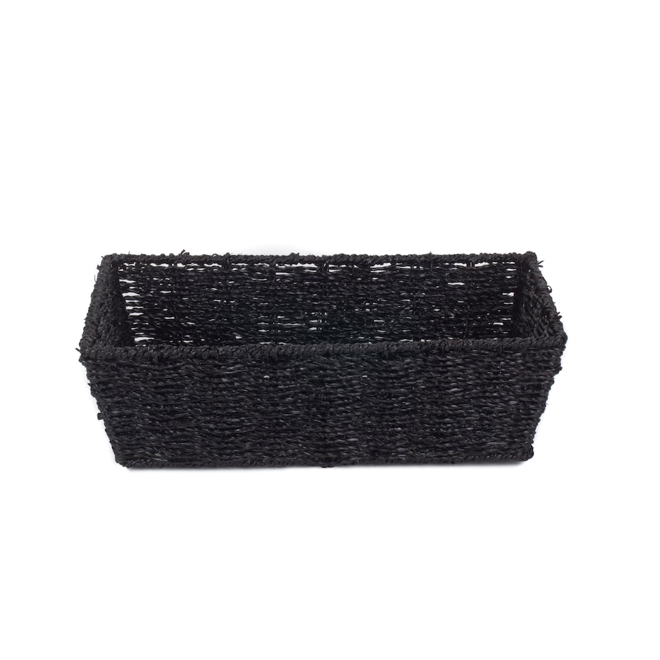 image 1 of Large Black Paper Rope Tray | Black | Black | Large