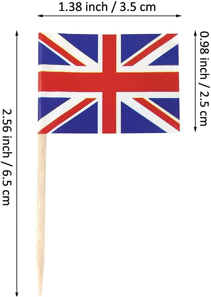image 1 of 50 Union Jack Flag Cocktail Sticks | Multi