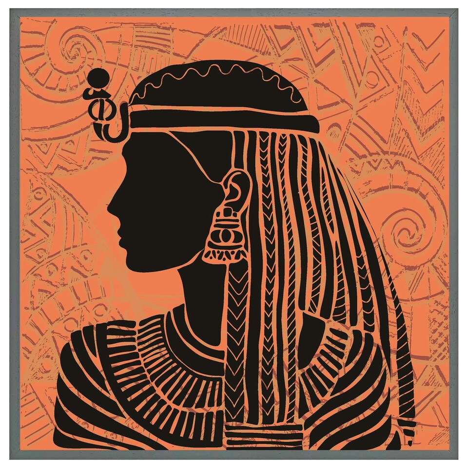 image 1 of Egyptian women on orange (Picture Frame) Grey | M
