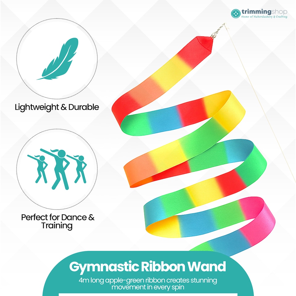 image 1 of 4 Metres Gymnastics Ribbon Wand, Satin Dance Streamer - 1pc