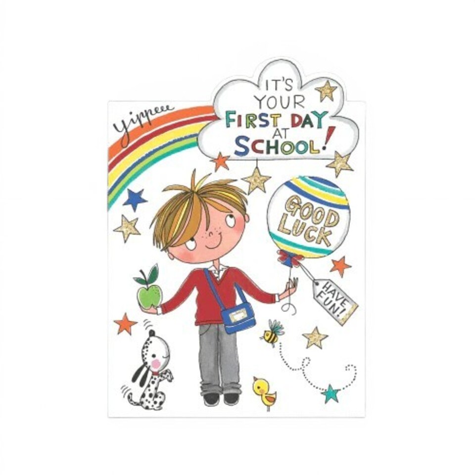 Rachel Ellen Good Luck First Day At School Card - Boys, 12.7 x 17.8 cm