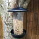 image 3 of Tom Chambers 2 Port Garden Wild Bird Hanging Hammered Steel Black and Silver Seed Feeder