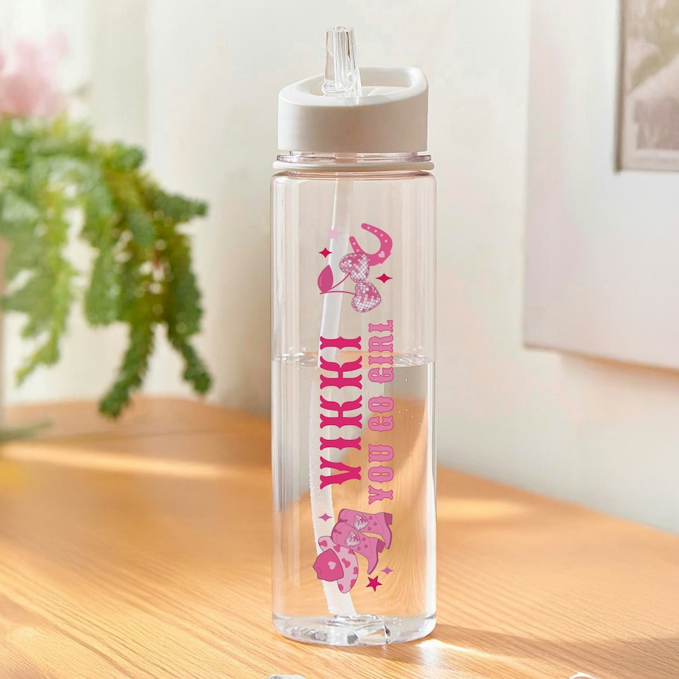 image 1 of Personalised Cowgirl Water Bottle Clear | One Size