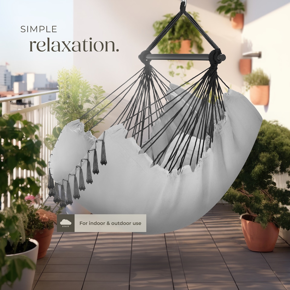 image 1 of Hanging Chair Malika, Boho Style, Load Capacity 150kg | Grey | grey | One Size | 1