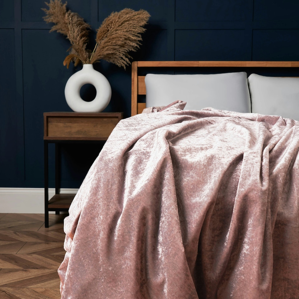 image 1 of BHS Crushed Velvet Throw, Pink Pink | Blush