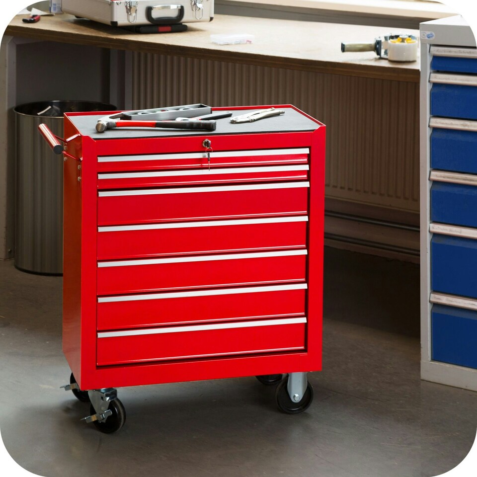 image 1 of Tool Chest - 7 drawers, 4 wheels, central locking Red | Red