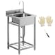 image 1 of HOMCOM Stainless Steel Utility Sink with Cold and Hot Water Pipe Silver Tone