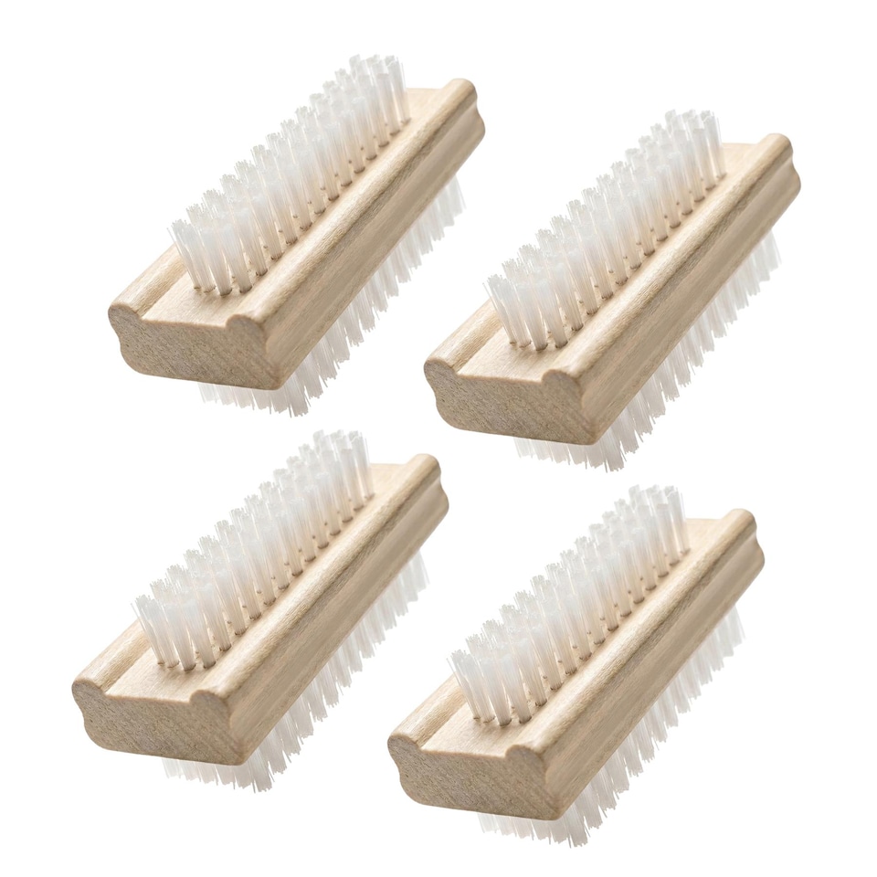 image 1 of GEEZY Wooden Double Sided Nail Brushes with Firm Bristles, Pack of 4