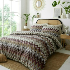 Portfolio Home Tyler Zig Zag Geometric Bedding Duvet Cover Set Purple | Super King