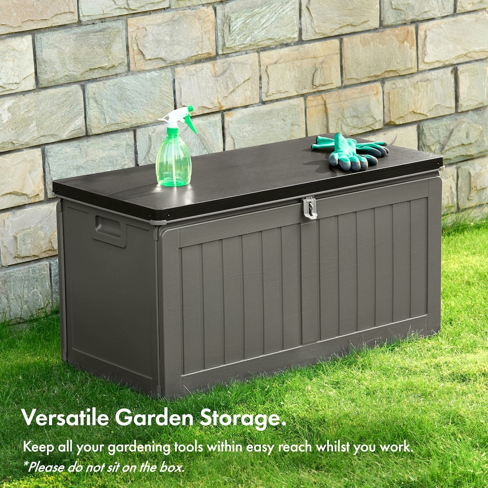image 1 of VonHaus Garden Storage Box 190L Weatherproof with Lockable Lid Grey