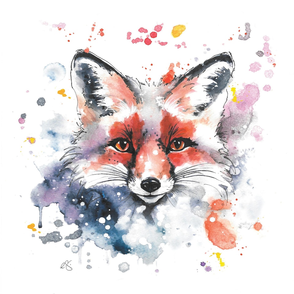 image 1 of Fox Watercolour Greeting Card By Elizabeth Grant