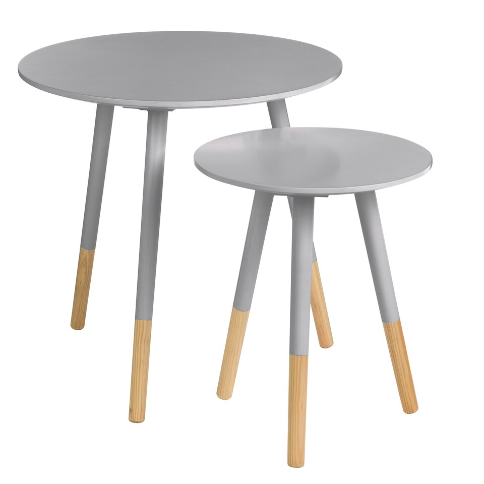 Interiors by Premier Durable And Sturdy Design Set Of Two Grey Round Side Tables, Stylish And Elegant Side Tables, Small Tables