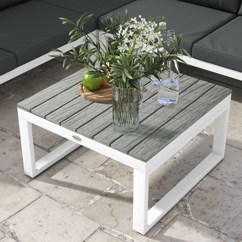 image 1 of Outsunny 4 PCs Garden Set w/ 5-Level Recline Corner Conversation Sofa Set White