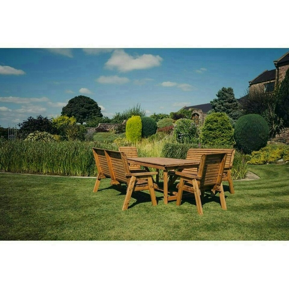 image 1 of Valley 8 Seat Set 2XC 2X3B - Timber - L220 x W330 x H95 cm - Minimal Assembly Required - Set of Waterproof Cushions Included