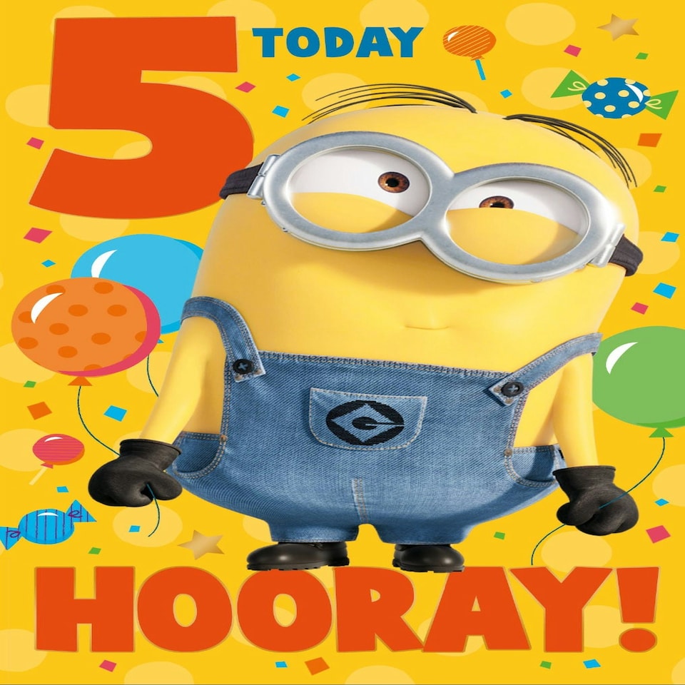 image 1 of Despicable Me Minions Age 5 Birthday Card