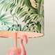 image 2 of ValueLights Flo Flamingo Velvet Pink Table Lamp with Floral Drum Lamp Shade