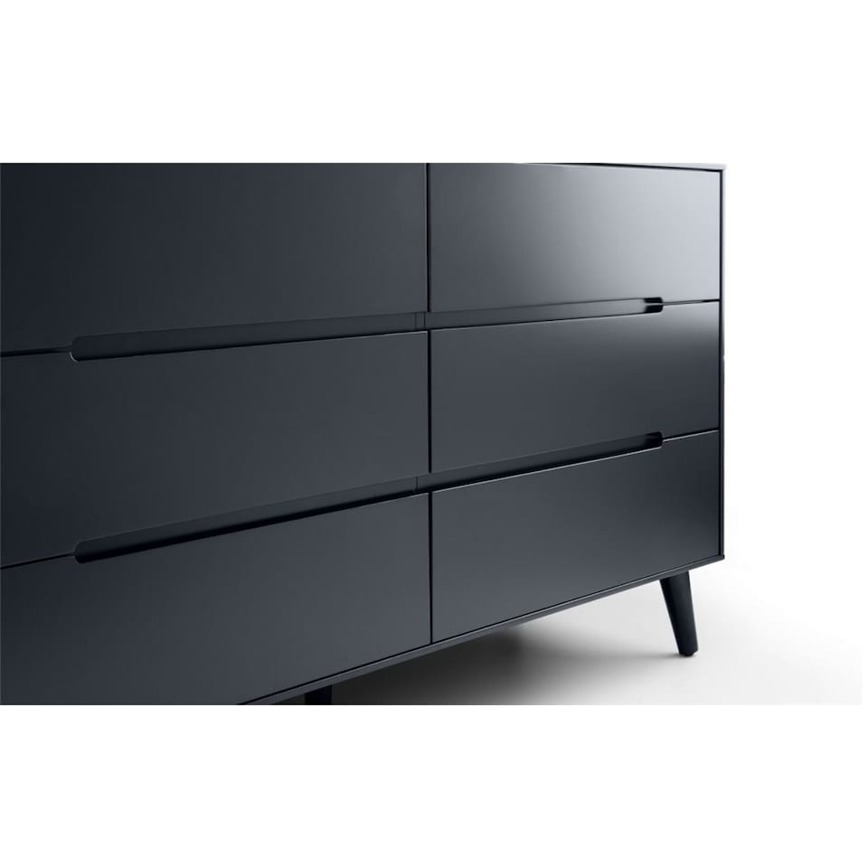 image 1 of Retro Anthracite Wide Chest - 6 Drawers