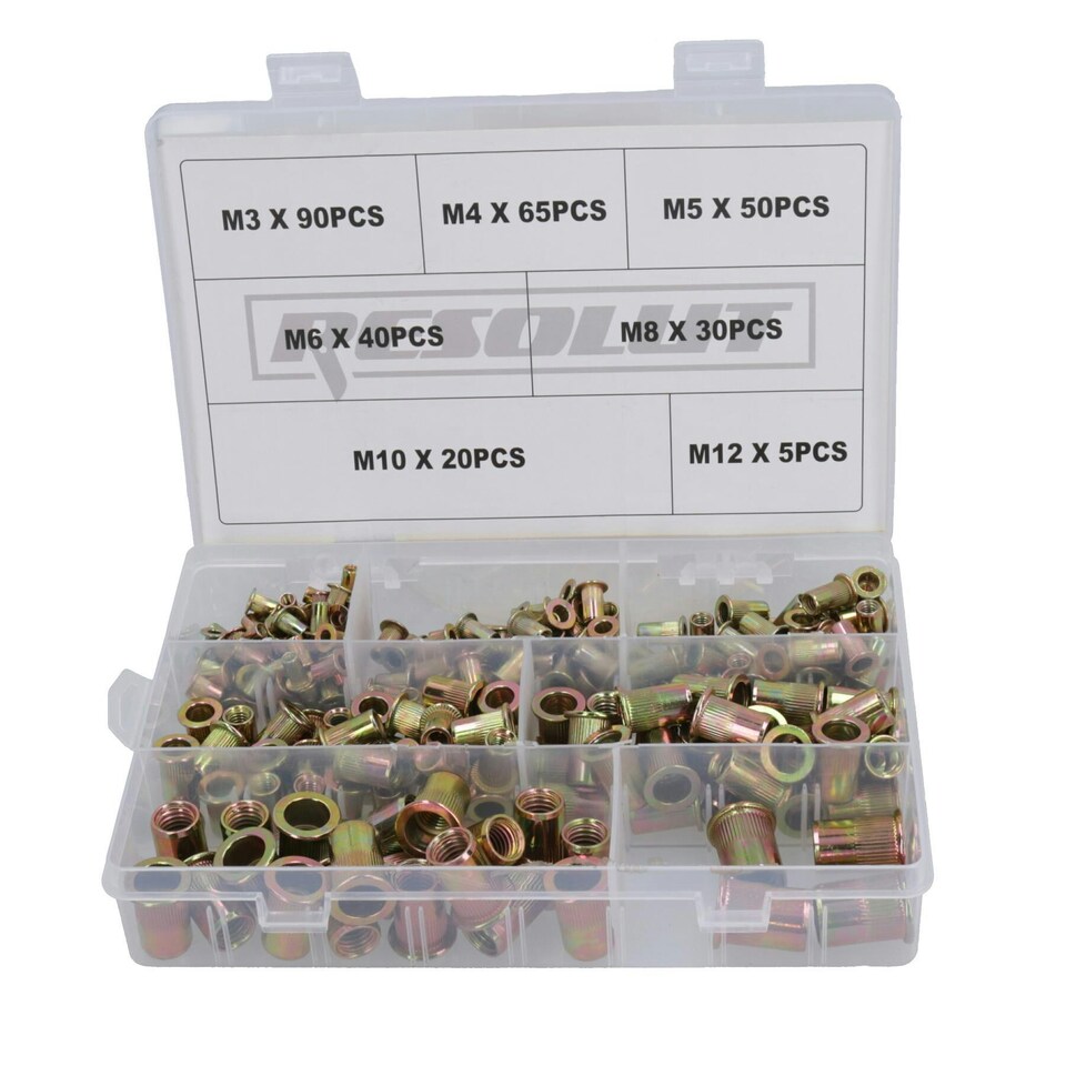 image 1 of Steel Blindnut Fastener Nut Serts Inserts Rivets Assorted Sizes 3 - 12mm 300pc